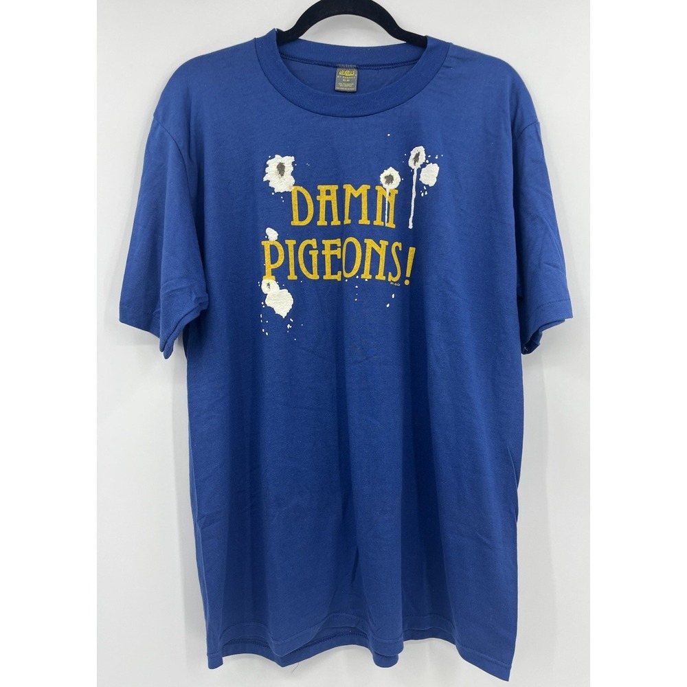 Vintage Jerzees Damn Pigeons Single Stitch T Shirt Size XL Novelty USA Made